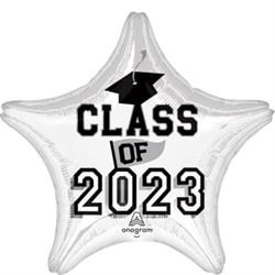 Class of 2023 18" Star Foil Balloon - White