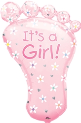 "It's A Girl!" Foot Shape Mylar Balloon