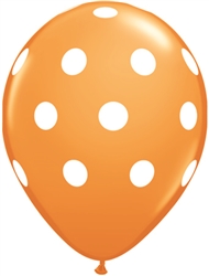 Big Polka Dots Orange Latex Balloons (11 in)