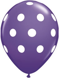 Big Polka Dots Purple Violet Latex Balloons (11 in)