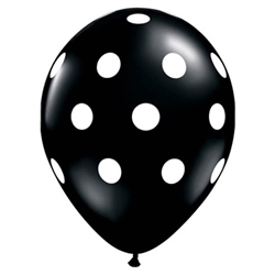 Big Polka Dots Black Latex Balloons (11 in)