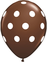 Big Polka Dots Chocolate Brown Latex Balloons (11 in)