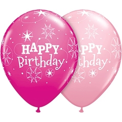 Birthday Sparkles Pink and Wild Berry Latex Balloons (11 in)