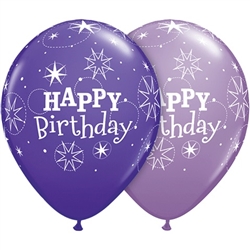 Birthday Sparkles Violet and Lilac Latex Balloons (11 in)