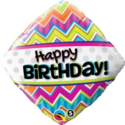 Birthday Chevron Pattern Mylar Balloon