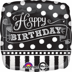 Black/White Chalkboard Birthday Mylar Balloon