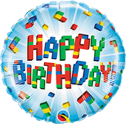 Happy Birthday Exploding Blocks Mylar Balloon