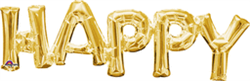 PHRASE "HAPPY" GOLD AIR FILLED