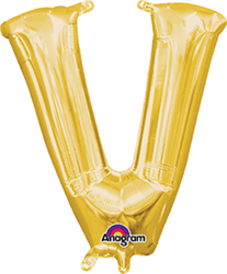 Air Filled Letter (V) Balloon 16in - Gold