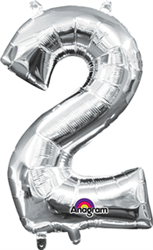 Air Filled Number (2) Balloon 16in - Silver