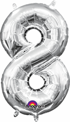 Air Filled Number (8) Balloon 16in - Silver