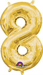 Air Filled Number (8) Balloon 16in - Gold