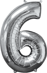 26 Inch Silver Number 6 Mylar