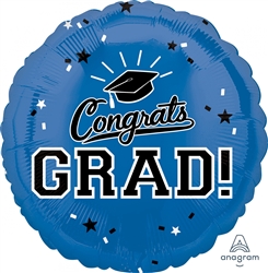 Congrats Grad Blue 18 Inch Mylar