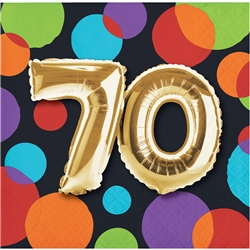Balloon Birthday 70th Beverage Napkins