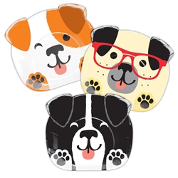 Dog Party 9 Inch Shaped Plates