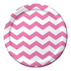 Candy Pink Chevron 9 inch Dinner Plates