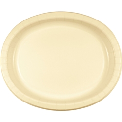 Ivory Oval Paper Platters 10 inch x 12 inch
