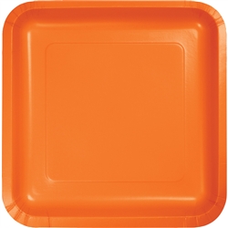 Orange 7 in Square Paper Plates