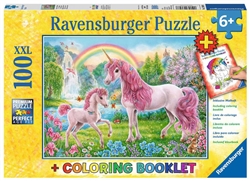 Magical Unicorns  XXL 200 Piece Puzzle And Coloring Booklet