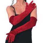 Long Velvet Gloves - Red