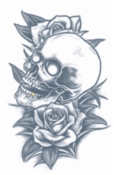 Prison Skull and Roses Tattoo