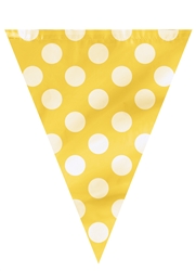 Yellow Polka Dots Flag Banner 12Ft Plastic