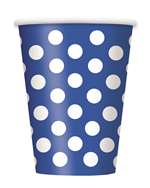 Royal Blue Polka Dots 12oz Cups