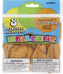 Radiant Gold 12in 8 Count Latex Balloons