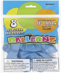 Pearl Powder Blue 12in 8 Count Latex Balloons