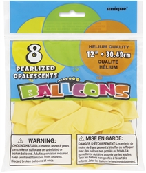 Pearl Golden Yellow 12in 8 Count Latex Balloons