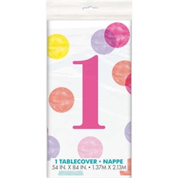 Pink Dots First Birthday Table Cover