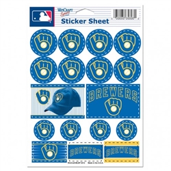 Milwaukee Brewers Ball/Glove Logo Stickers Sheet