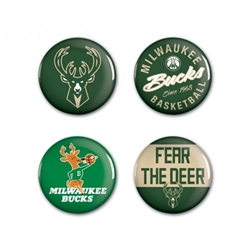 Milwaukee Bucks Buttons 4 Pack